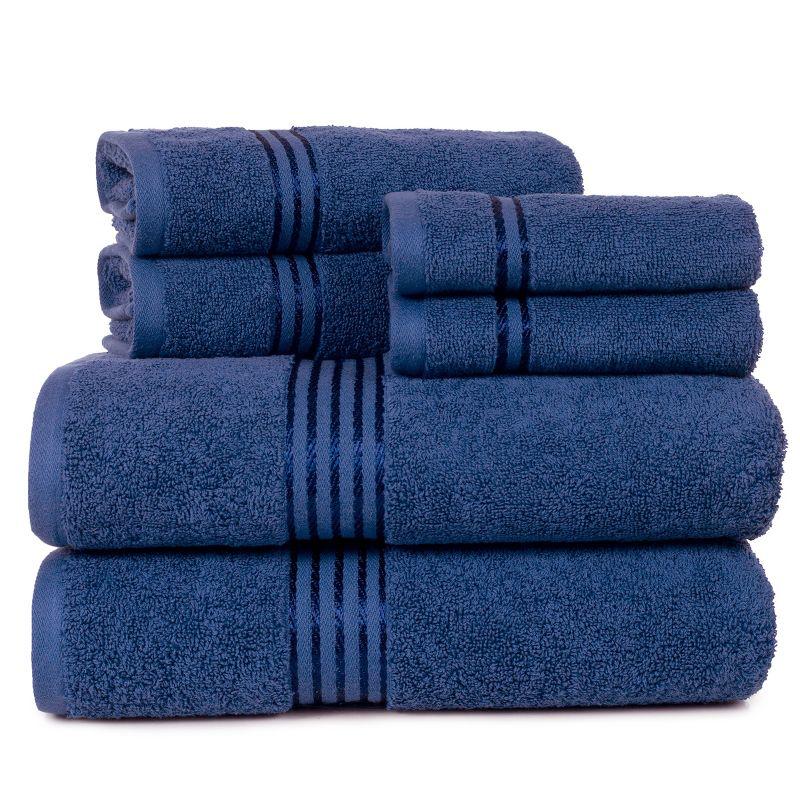 Hastings Home 100% Cotton Hotel Towel Set - Navy, 6 Pieces