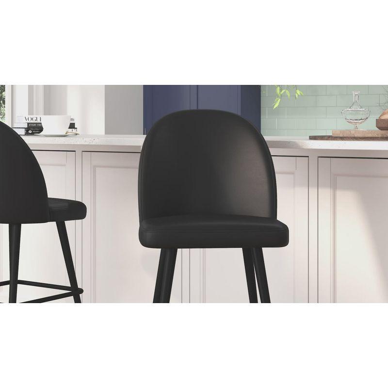 Taylor & Logan 2pk Alita Barstools Gray: Upholstered Faux Leather, Metal Frame, 300 lbs Capacity