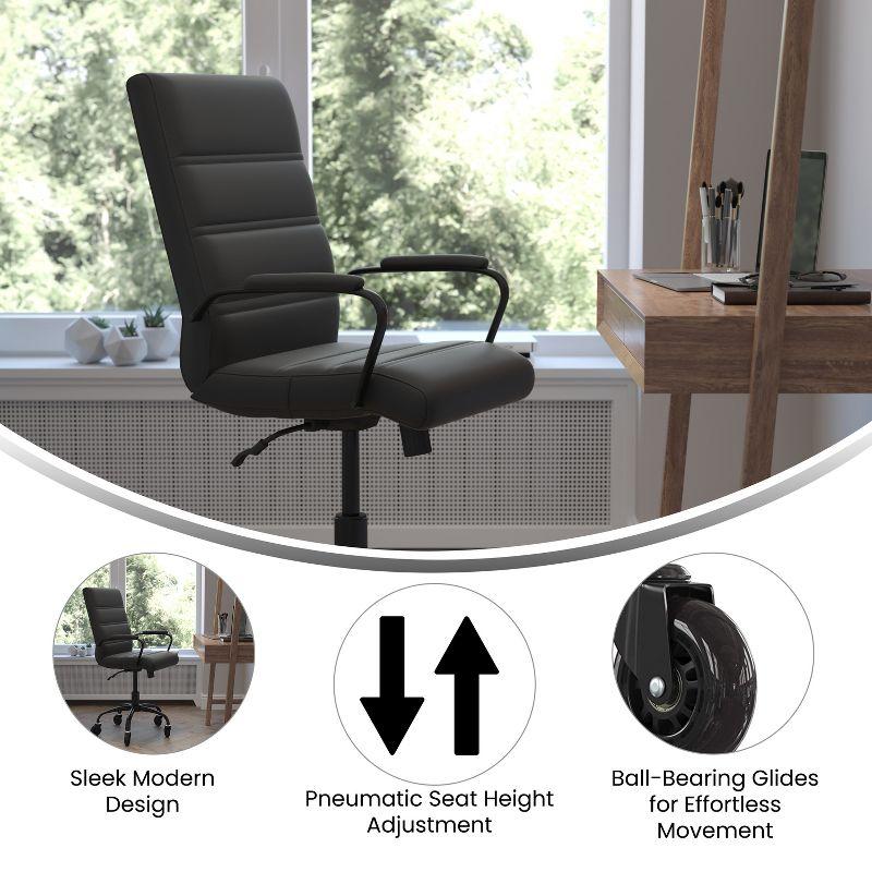 Black LeatherSoft Mid-Back Executive Swivel Office Chair with Fixed Arms