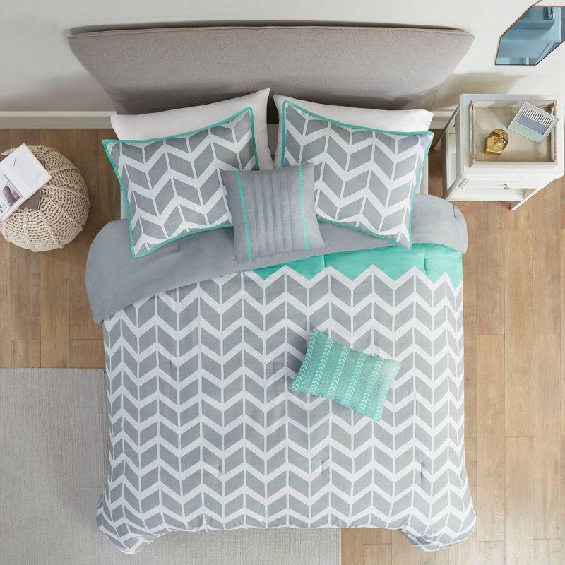 Teal and Gray Microfiber Twin Reversible Comforter Set