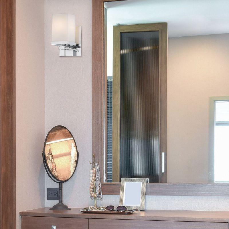 Golden Lighting Maddox 1-Light Wall Sconce in Chrome with Opal