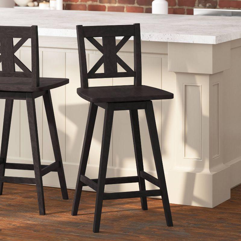 Taylor & Logan Bakersville Modern Farmhouse Wooden Swivel Bar and Counter Stool