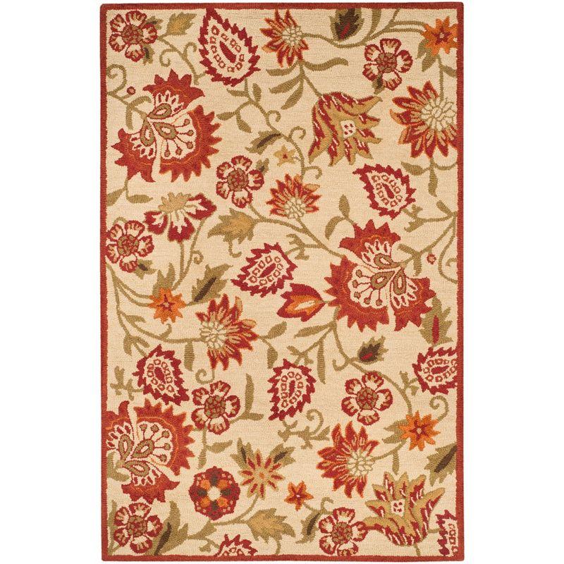 Blossom BLM862 Hand Hooked Area Rug - Beige/Multi - 5'x8' - Safavieh.