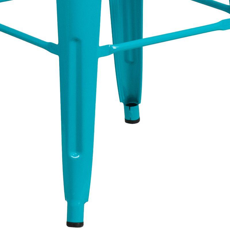 Emma and Oliver Commercial Grade 30"H Backless Teal-Blue Indoor-Outdoor Barstool