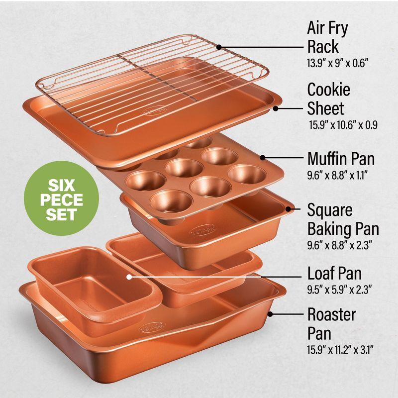 Copper Nonstick 6-Piece Stackable Bakeware Set