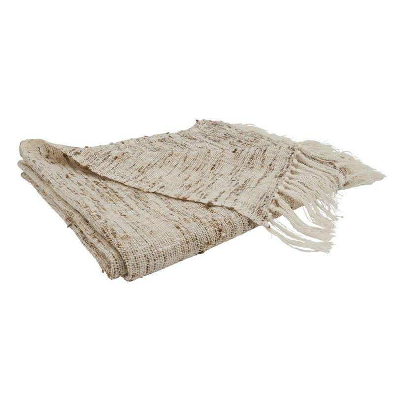 Cozy Oatmeal Textured 50x60 Throw Blanket with Tasseled Edges