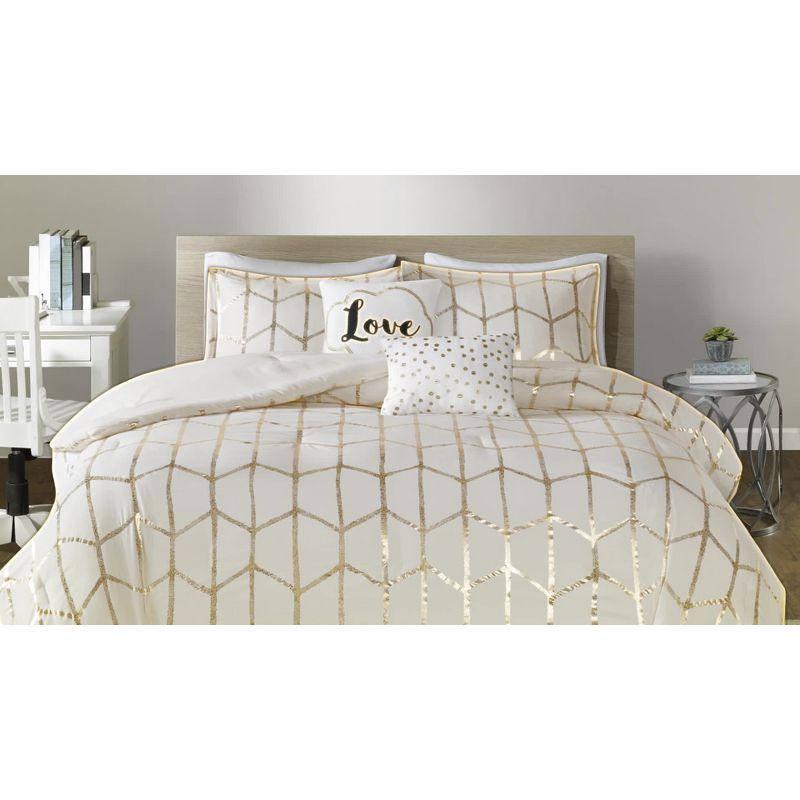 Intelligent Design Kids Alicia Rainbow and Metallic Stars Comforter Set with Bed Sheets