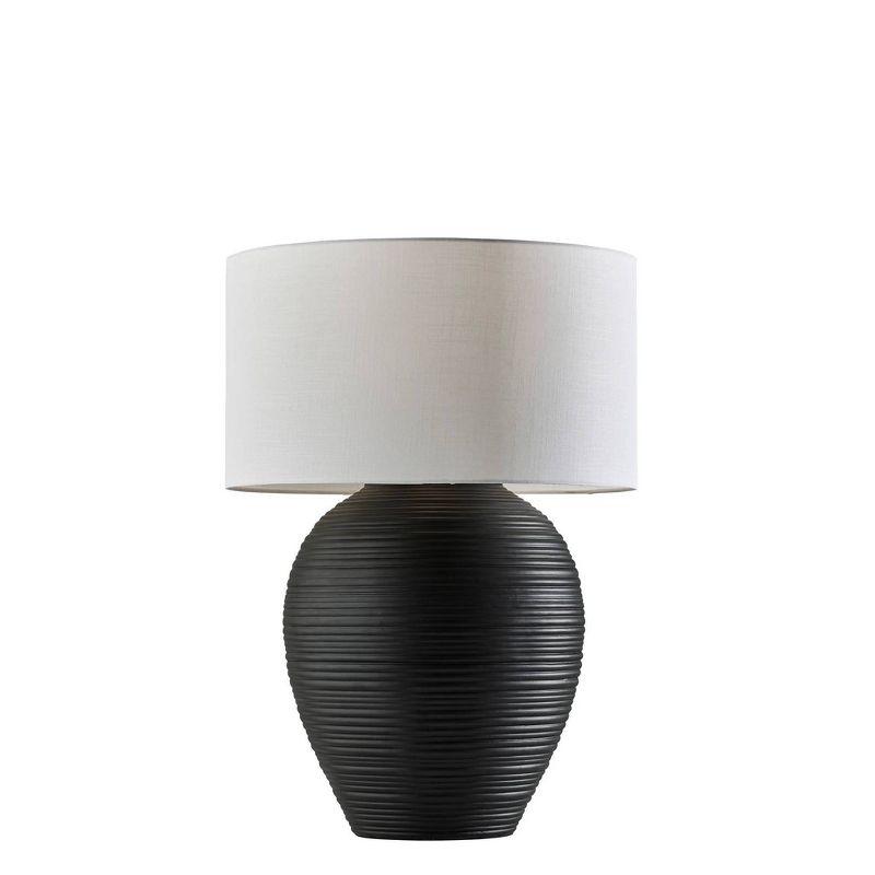 Black Ceramic Table Lamp with White Drum Shade, 25" Height