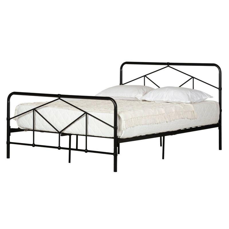 Sazena Full Matte Black Geometric Metal Platform Bed