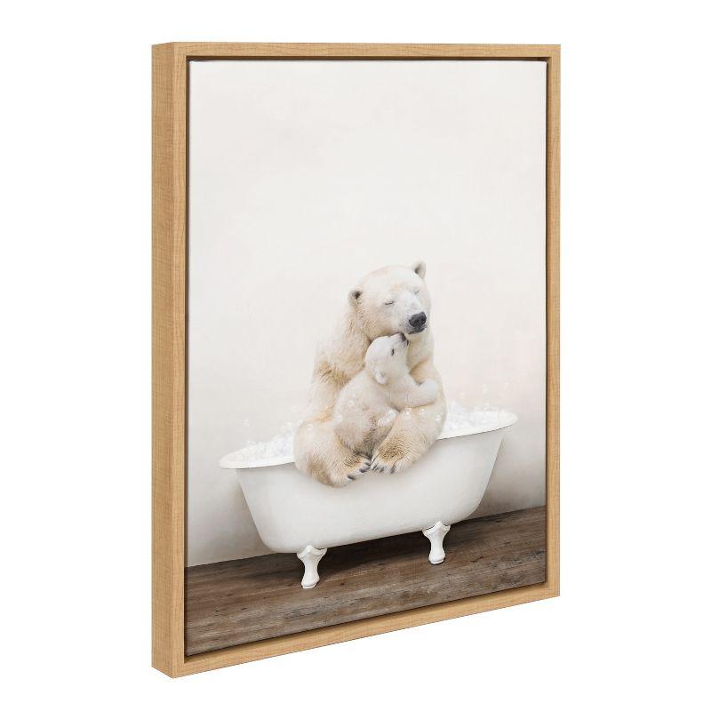 Mother and Baby Polar Bears in Bath Canvas Print