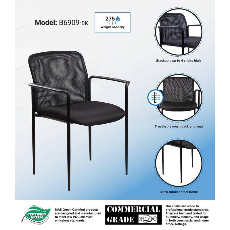 Sleek Black Mesh Guest Chair with Fixed Arms and Metal Frame