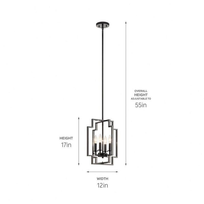 Downtown Deco 17 inch 4 Light Foyer Pendant in Midnight Chrome