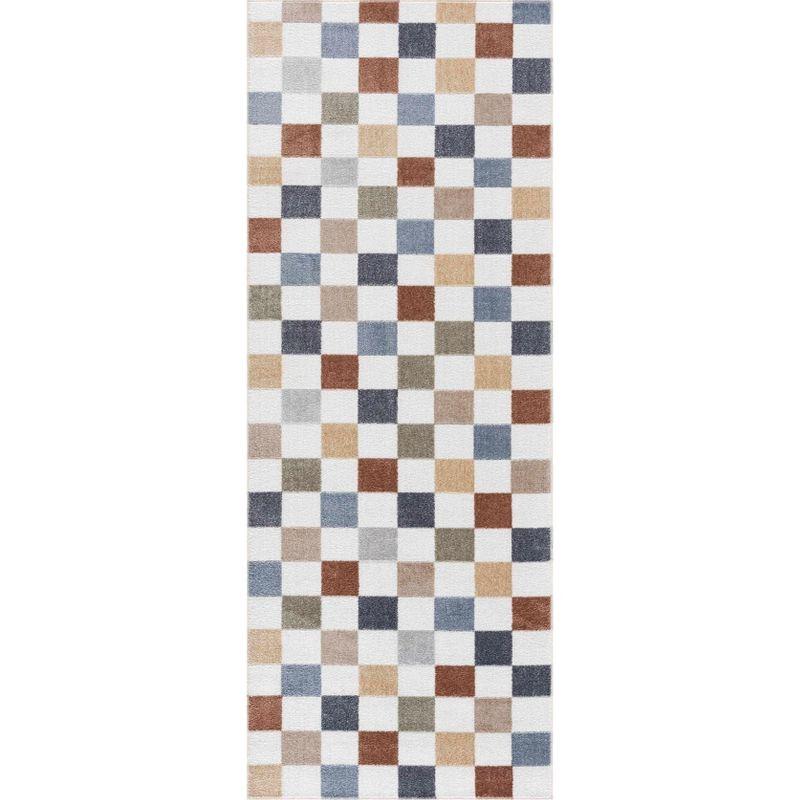 Hauteloom Alie Colorful Checkered Washable Rug