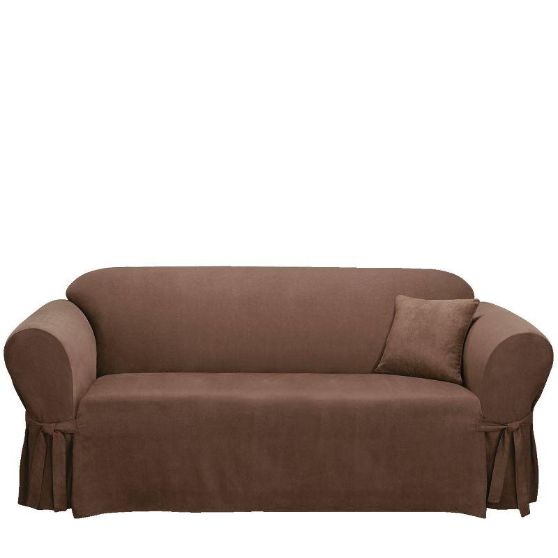 Chocolate Stretchable Suede Sofa Slipcover