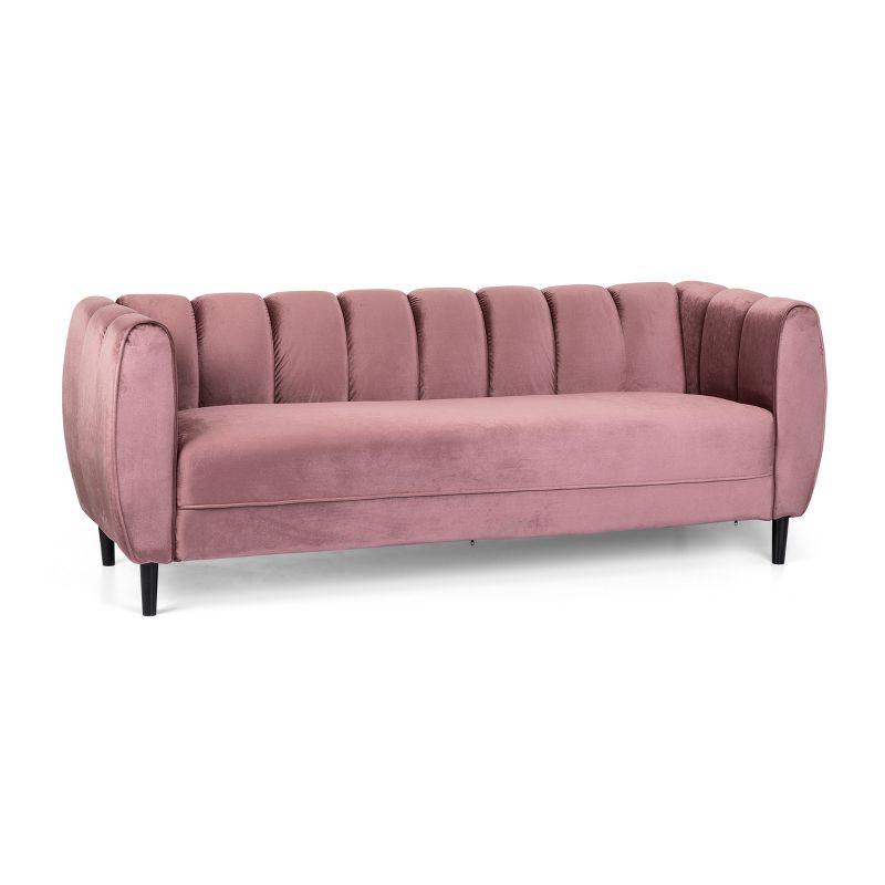 Christopher Knight Home Bobran Modern Wood and Velvet 3 Seater Sofa