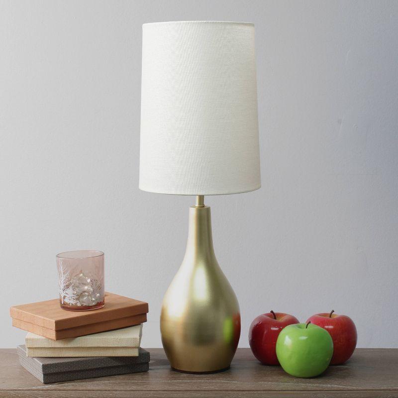 1 Light Tear Drop Table Lamp Gold - Simple Designs: Bedside, No Assembly Required, UL Listed, Cotton Shade