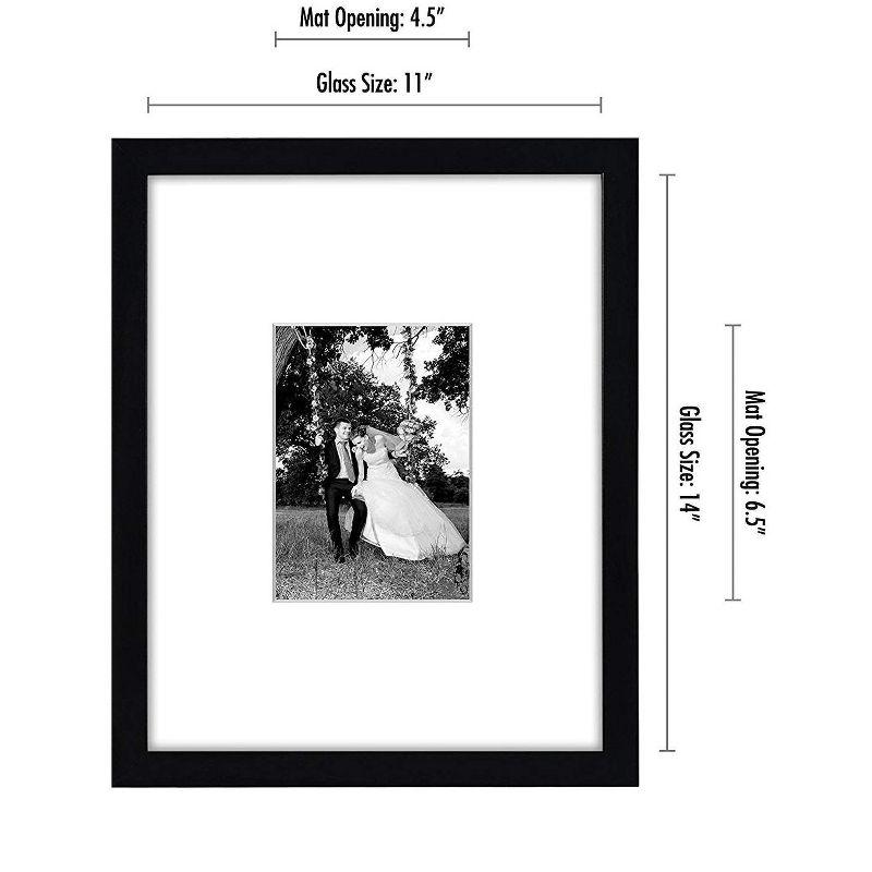 Americanflat 11x14 Picture Frame in Black - Displays 5x7 With Mat and 11x14 Without Mat - Composite Wood with Shatter Resistant Glass