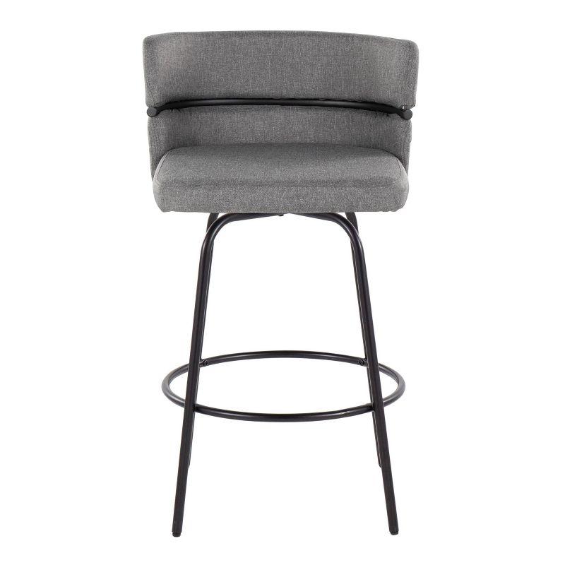 Set of 2 Cinch-Claire Counter Height Barstools: Swivel, Upholstered, Metal Frame - LumiSource