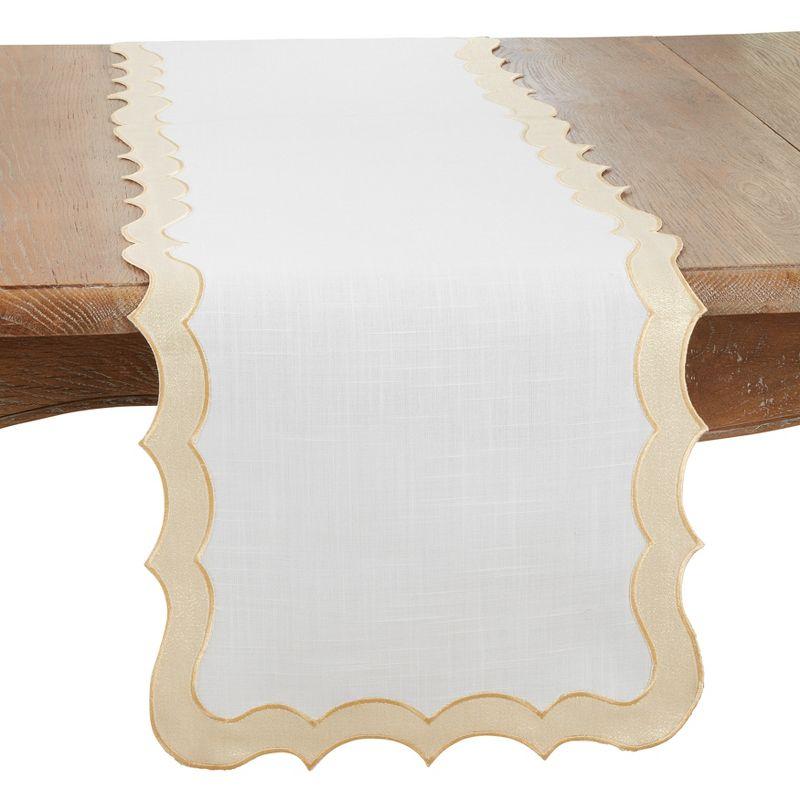 Gold and White Scallop Edge Polyester Table Runner