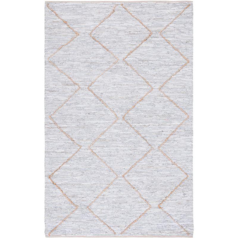 Gray and Natural Flat Woven Cotton Cowhide Area Rug