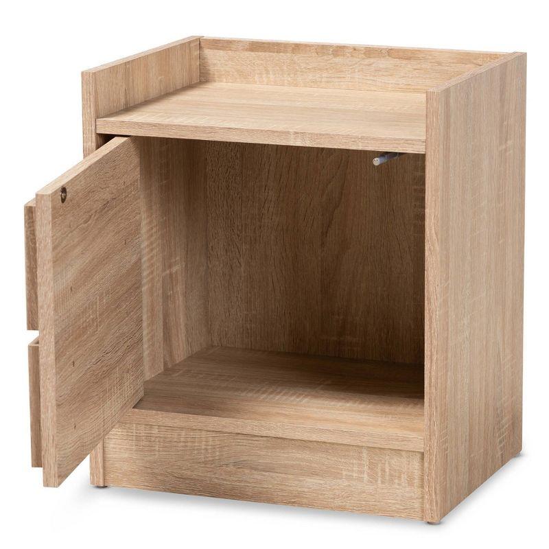 2 Drawers Hale Wood Nightstand Oak - Baxton Studio