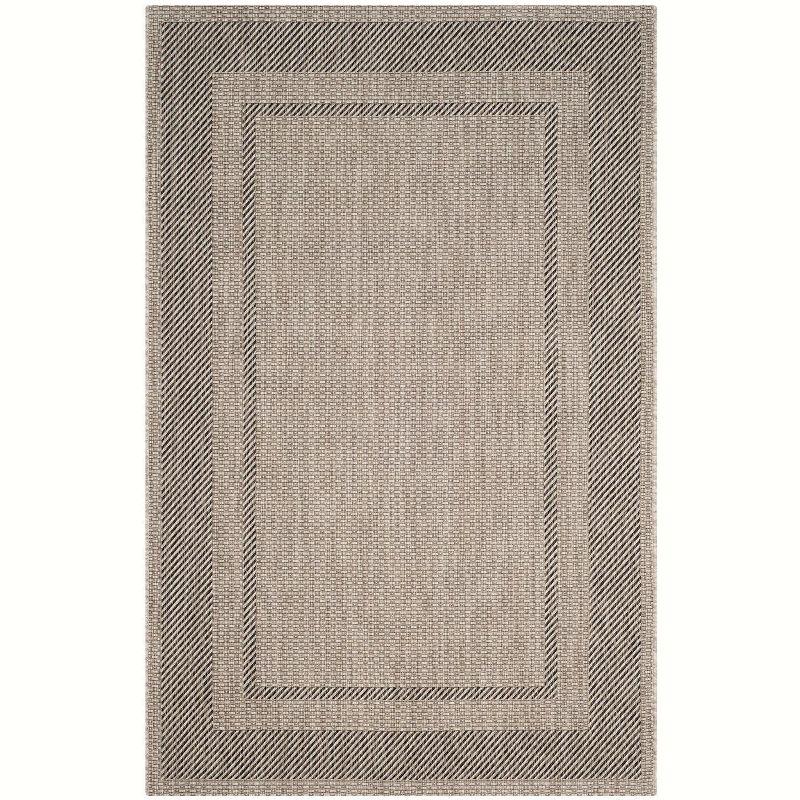 Gray and Black Rectangular Synthetic Outdoor Area Rug