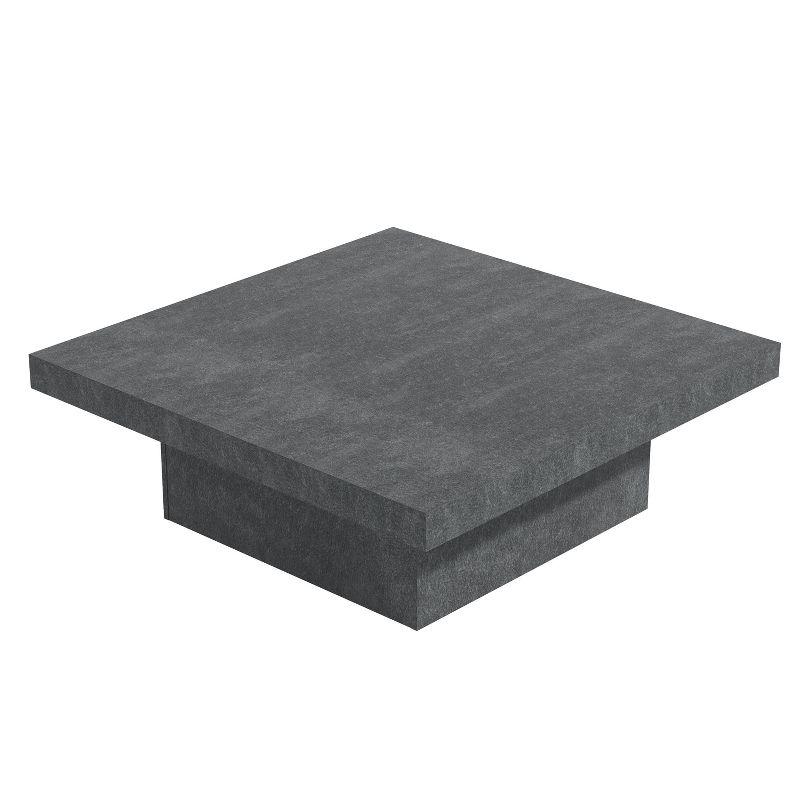 Galano Carmelo 35.4 in Square Wood Top Coffee Table in Concrete Gray, Cement Gray