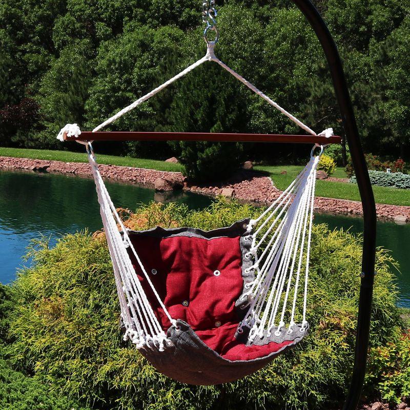 SunnyDaze Decor Victorian Tufted Polyester Hammock Hanging Chair with Cushion