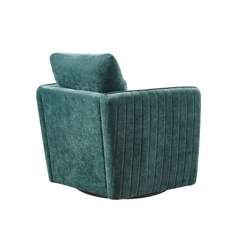 Adobe Upholstered 360 Degree Swivel Chair Green - Madison Park: Channel Quilted, Comfortable Accent Seating