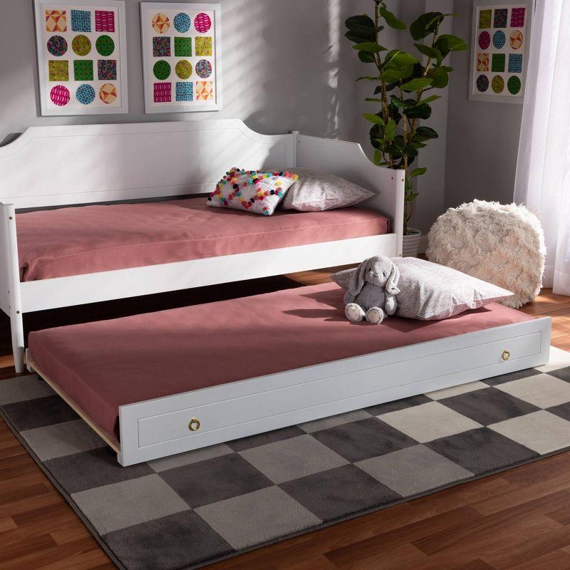 Alya White and Gold Twin Wood Trundle Bed Frame