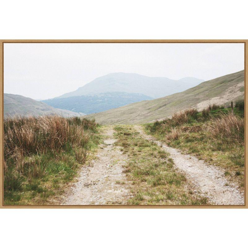 Scottish Highlands Path Framed Canvas Wall Art Print