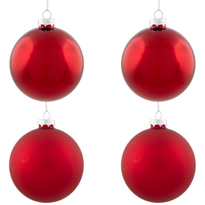 2-Finish Glass Christmas Ball Ornament (Set of 4)