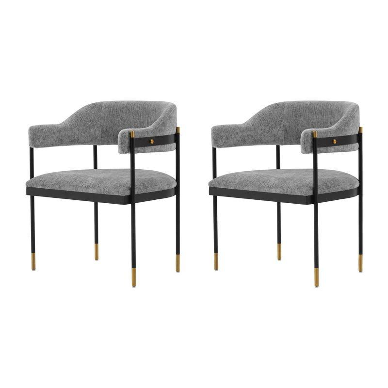 Set of 2 Lia Modern Boucle Dining Armchairs with Brushed Gold Accents - Manhattan Comfort