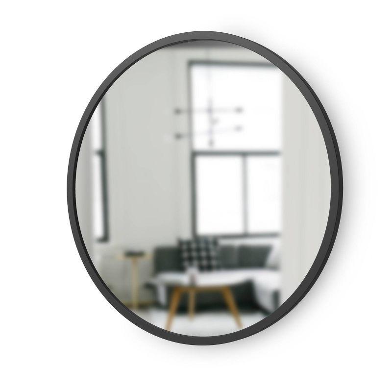 26'' Modern Black Round Wall Mirror with Rubber Frame