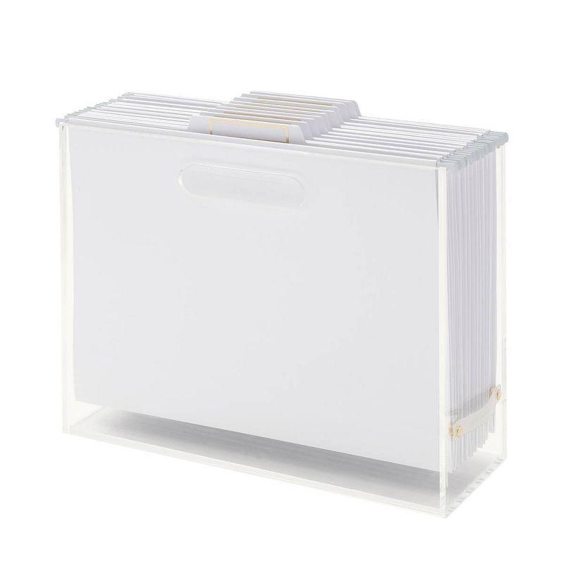 RUSSELL + HAZEL Acrylic File Box Slim: Clear Desk Organizer, Office Supplies, File Holder, 10" H x 12.25" D x 4.5" W