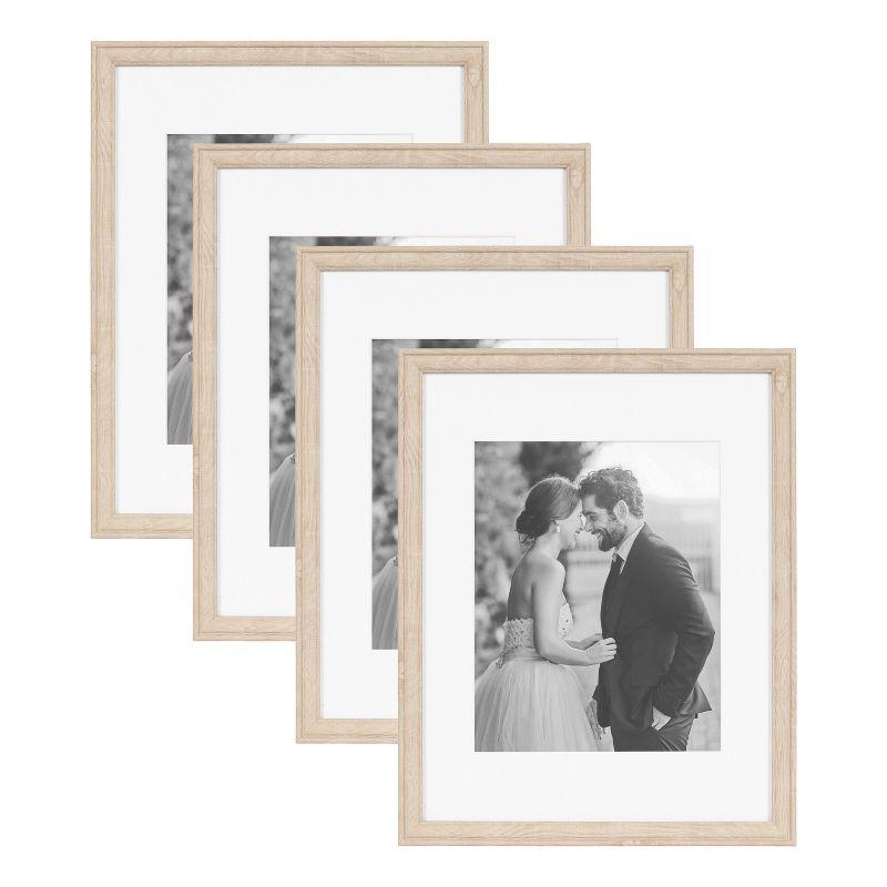 Kate & Laurel All Things Decor (Set of 4) 11"x14" Matted to 8"x10" Adlynn Rectangle Picture Frames Natural