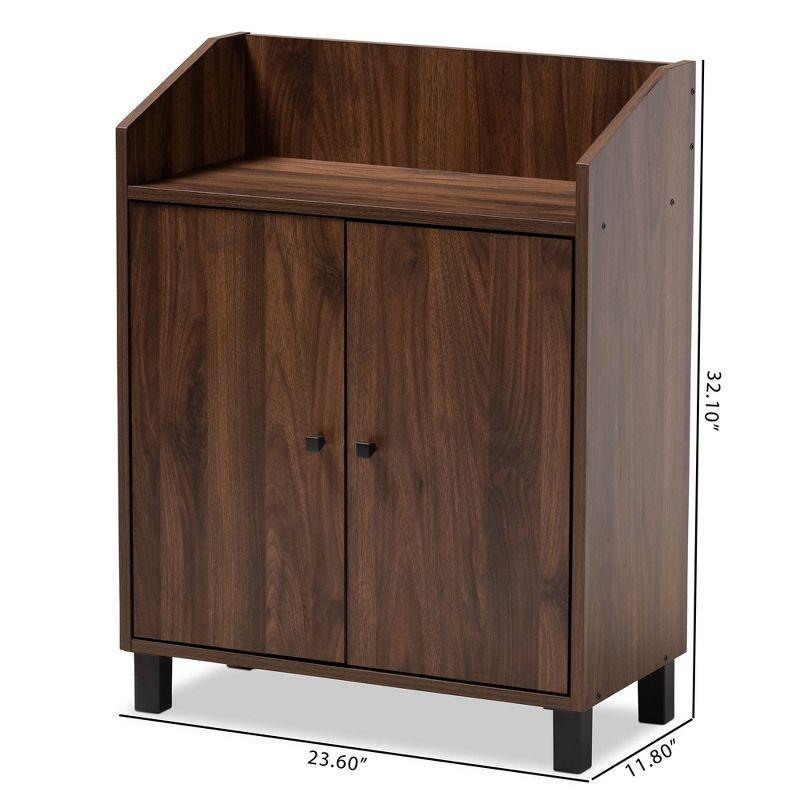 Baxton Studio Rossin Walnut Finished 2 Door Wood Entryway Shoe Storage Cabinet with Open Shelf Brown: Freestanding Organizer, Holds 8 Pairs