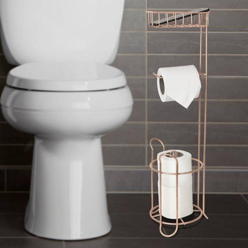 Copper Freestanding Tissue Roll Holder with iPhone Storage