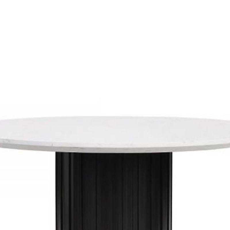 54" Jaramillo Dining Table Engineering Marble Top Black Finish - Acme Furniture: Elegant Rectangular Kitchen Table, Metal Pedestal Base