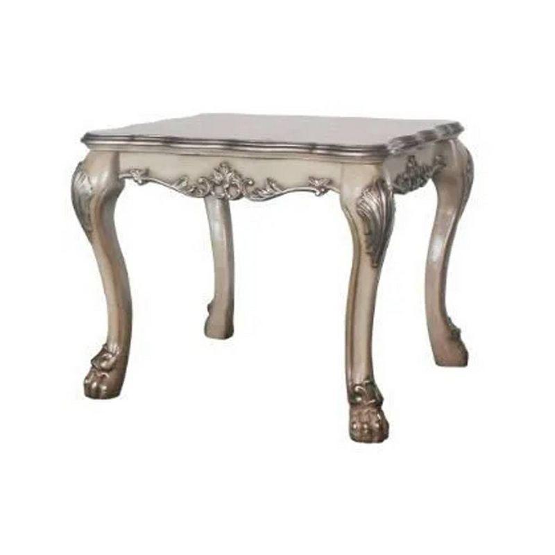 28" Dresden Coffee Table Vintage Bone White - Acme Furniture: Claw Feet, Carved Details