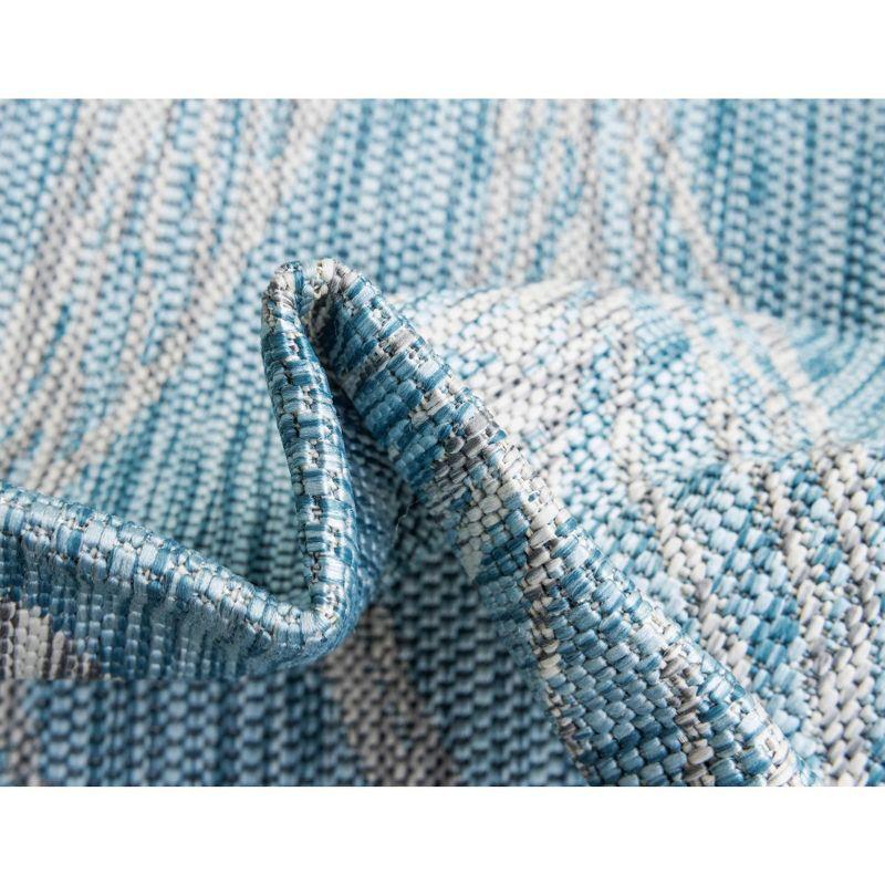 Unique Loom 7' 0 x 10' 0 Rectangle Indoor/Outdoor Botanical Light Aqua Area Rug