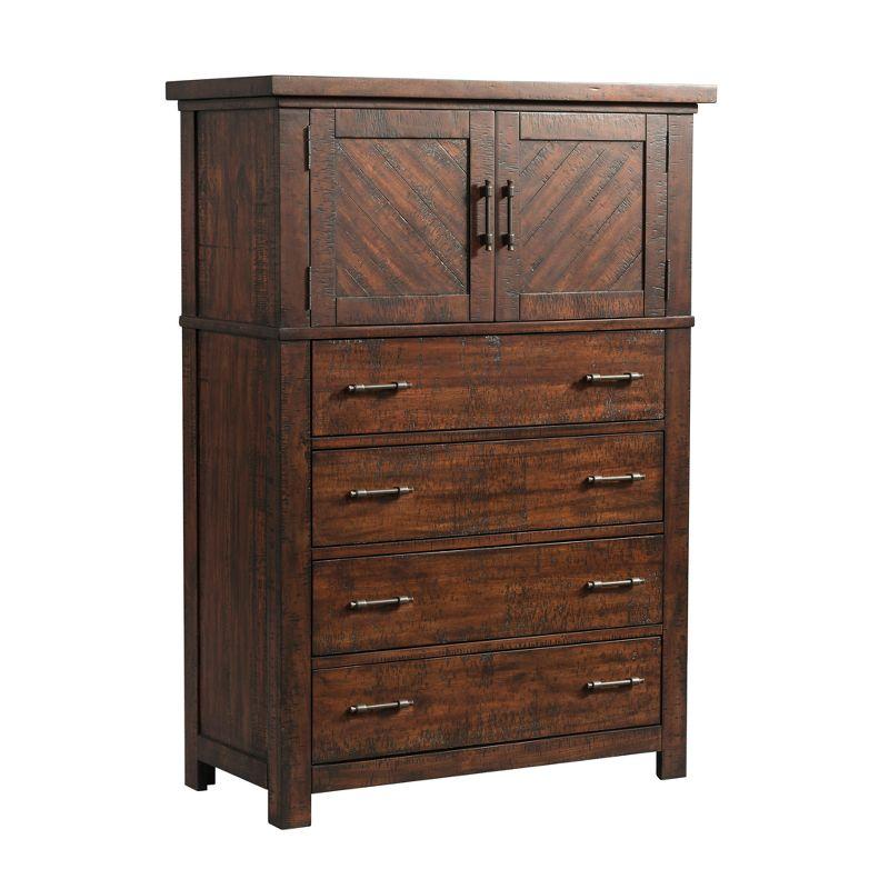 Dex Chest Walnut Brown - Picket House Furnishings: 5-Drawer Vertical Storage, Bedroom Furniture