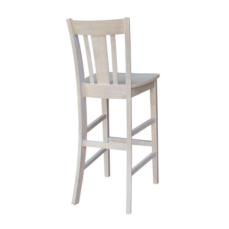 Elegant Washed Gray Taupe Solid Wood Bar Stool, 29.92" Seat Height