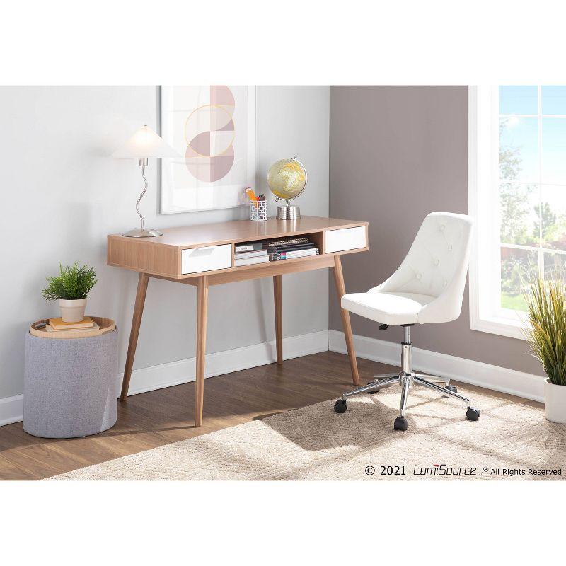 Set of 2 Tray Nesting Ottomans Polyester/Wood Gray/Natural - LumiSource: Space-Saving, No Assembly Required