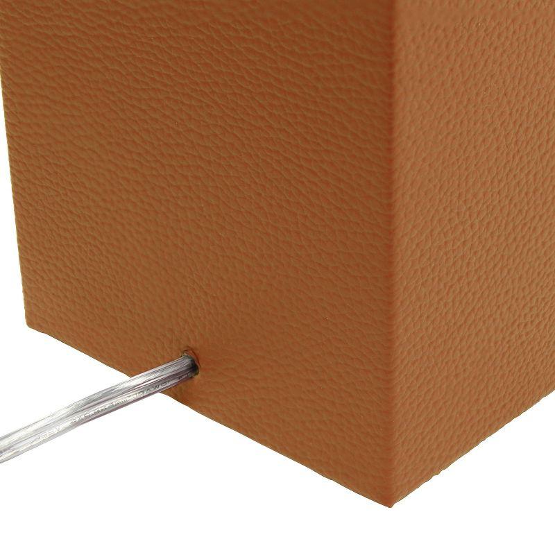 Leather Table Lamp with Fabric Shade Tan/Brown - Elegant Designs