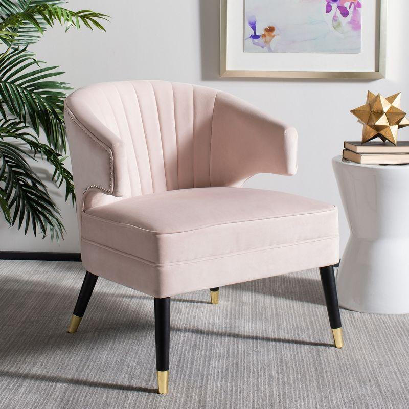 27'' Blush Pink Velvet & Black Wood Transitional Armless Chair