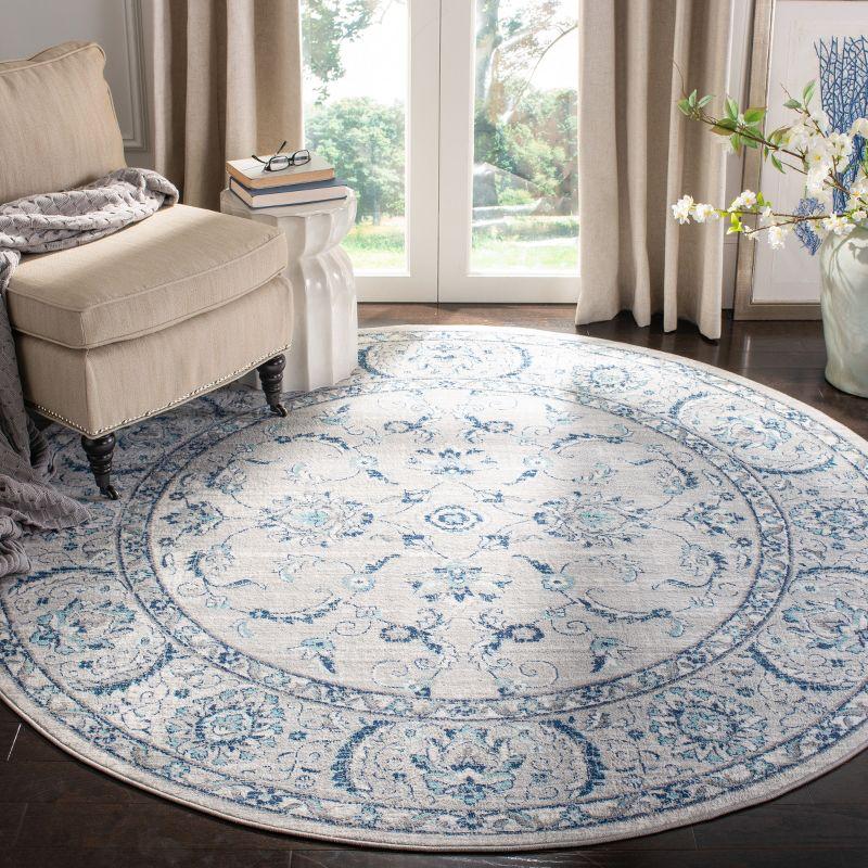 Brentwood BNT854 Power Loomed Indoor Area Rug - Light Grey/Blue - 5' Round - Safavieh