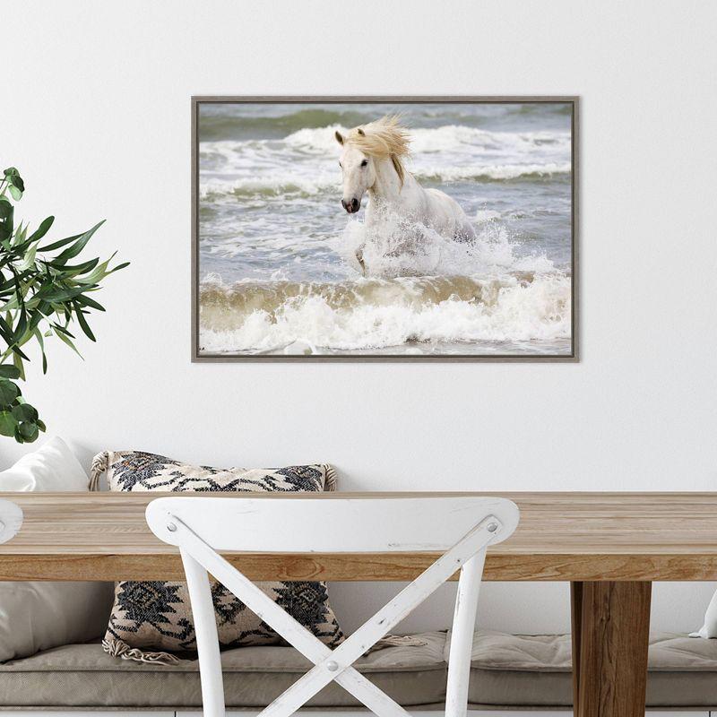 23"x16" Camargue Horse in the Surf by Ellen Goff Danita Delimont - Amanti Art: Modern Lithograph, Oceanic Animal