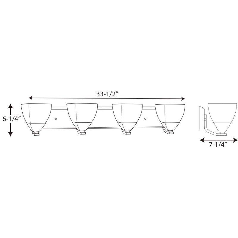 Brushed Nickel 4-Light Bath Vanity with Etched White Glass Shades