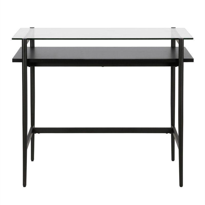 36" Black Bronze Desk with Black Woodgrain Shelf - Henn&Hart